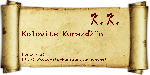 Kolovits Kurszán névjegykártya